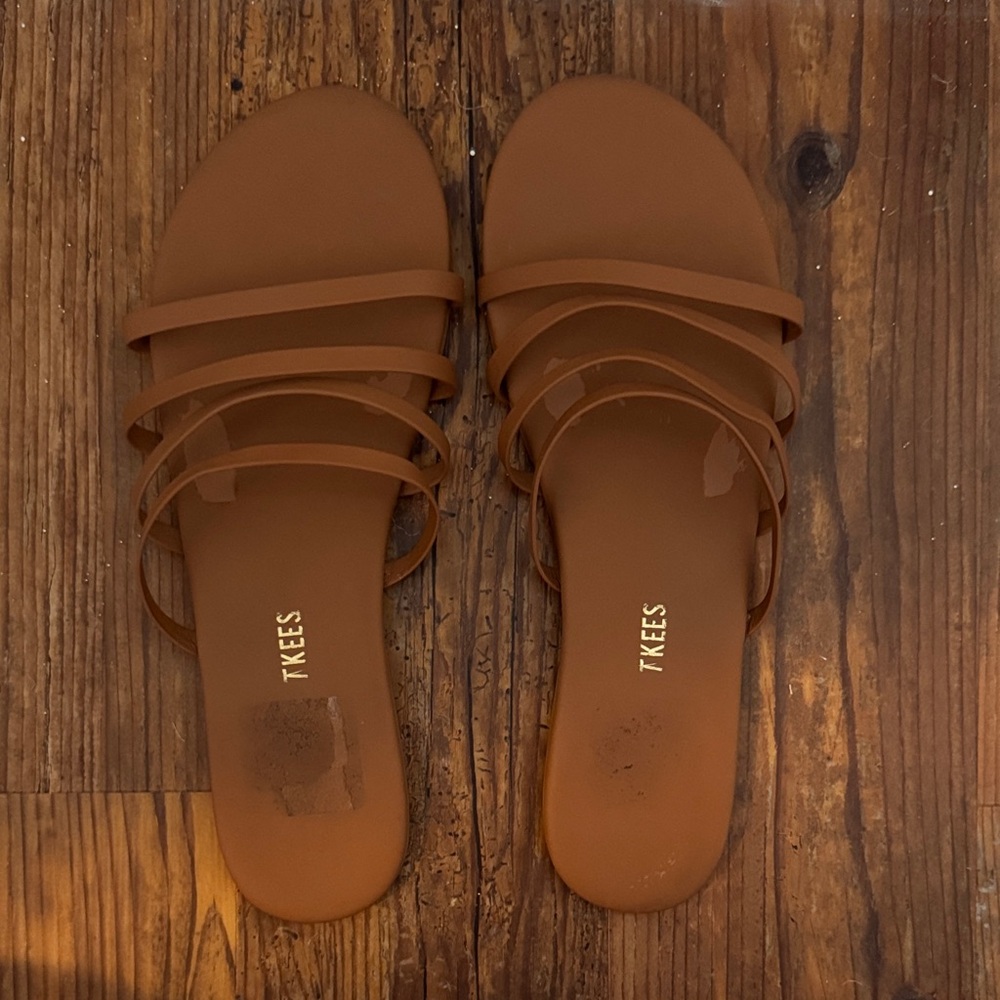TKEES Women's Multi-Strap Slide Sandals in Cognac Brown